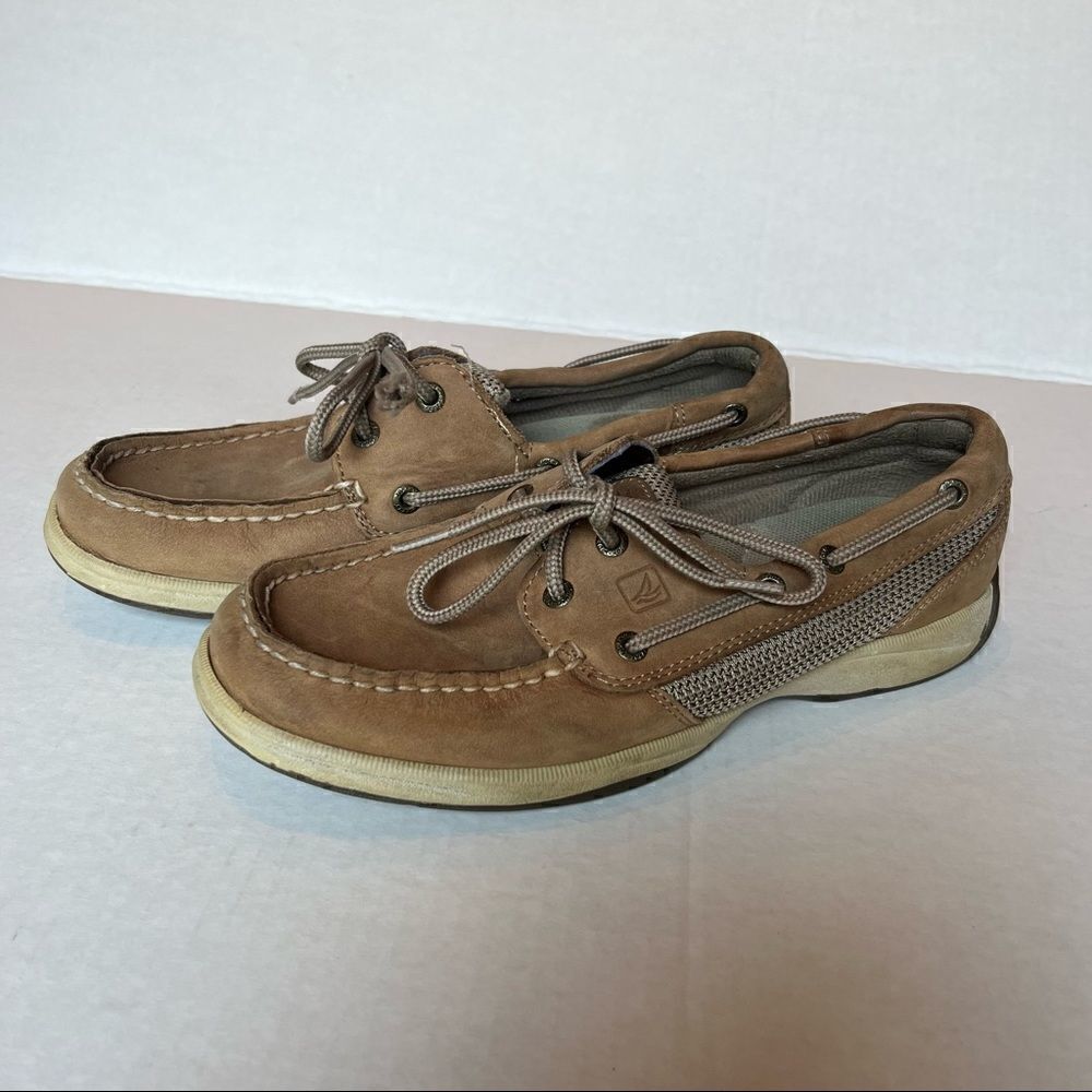 Sperry Top Sider shoes 6 1/2 M Tan leather upper excellent condition